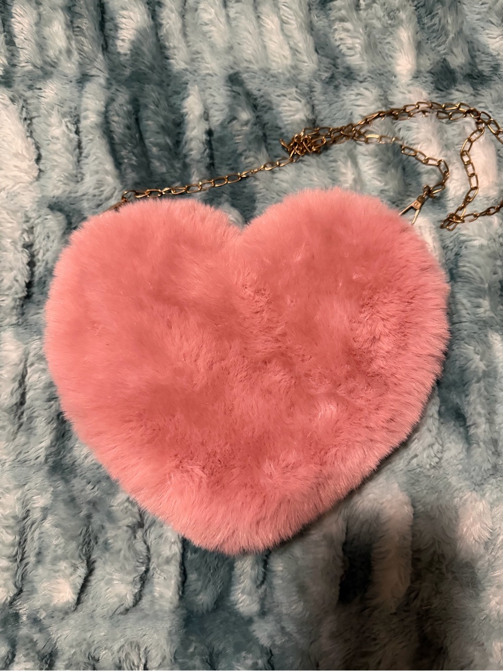 SHEIN Pink Heart Plush Chain Crossbody Bag